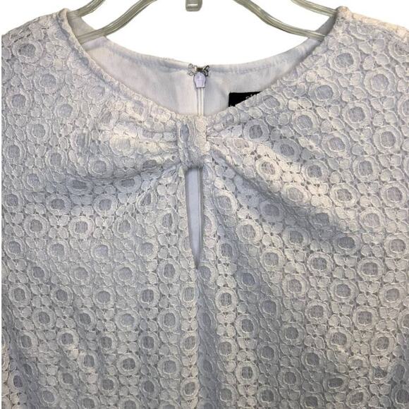 Sharagano Women's White Eyelet Floral Lace Sheath Dress Size 8 Keyhole Classic - Picture 2 of 6